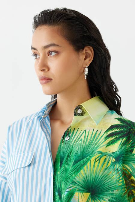 Shop Studio Rigu Multi Color Cotton Collared Lovers Point Shirt With Shorts Online at Aza Fashions Shop_Studio Rigu_Multi Color Cotton Collared Lovers Point Shirt With Shorts _Online_at_Aza_Fashions