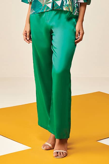 Buy Couché By Anandini Green Shirt 67% Recycled Poly Printed Tropical The Laze Around And Trouser Set Online at Aza Fashions Buy_Couché By Anandini_Green Shirt 67% Recycled Poly Printed Tropical The Laze Around And Trouser Set _Online_at_Aza_Fashions