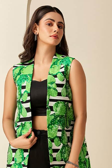 Couché By Anandini Green Overlay 79% Poly Printed Abstract Overlay Collar Flared Pant Set Online at Aza Fashions Couché By Anandini_Green Overlay 79% Poly Printed Abstract Overlay Collar Flared Pant Set _Online_at_Aza_Fashions
