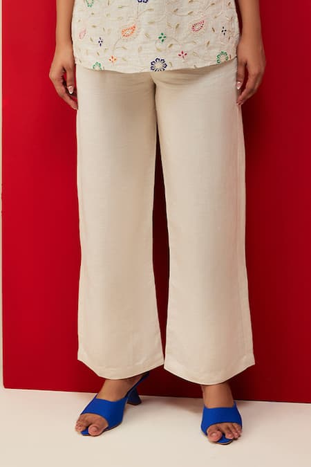 Buy_COUCHÉ BY ANANDINI_Multi Color Top 60% Viscose Embroidery Zari Thread Round Paisley And Pant Set _Online_at_Aza_Fashions