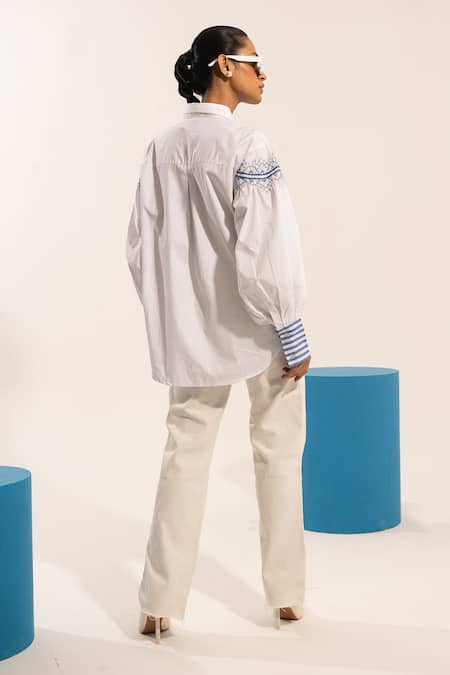 Urban Life Cotton Poplin Embroidered Shirt 