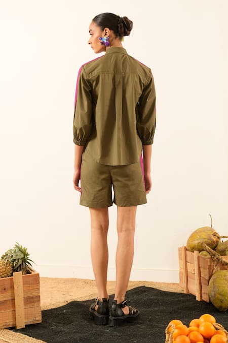 Urban Life Floral Embroidered Cotton Poplin Shirt 