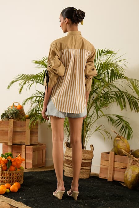 Urban Life Botanical Cotton Poplin Patchwork Shirt 