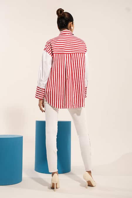 Urban Life Cotton Poplin Patchwork Shirt 