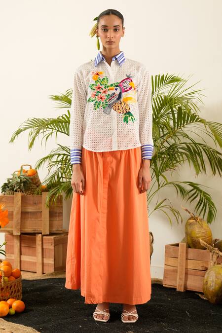 Buy Urban Life White Cotton, Poplin Embroidery Collared Flora And Fauna Schiffli Shirt Online at Aza Fashions Buy_Urban Life_White Cotton, Poplin Embroidery Collared Flora And Fauna Schiffli Shirt _Online_at_Aza_Fashions