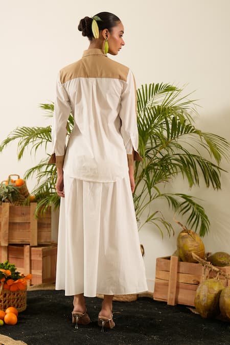 Urban Life Cotton Poplin Ruched Patchwork Shirt 