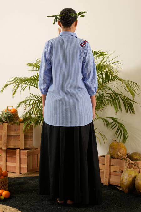 Urban Life Cotton Poplin Crab Embroidered Shirt 