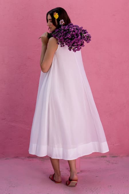 Nimbu Mirchi Sequin Bloom Patch Embroidered Midi Dress 