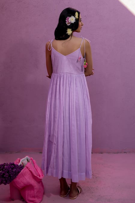 Nimbu Mirchi Pintucked Yoke Tie Up Sleeves Dress 