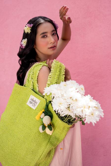 Nimbu Mirchi Peach Cotton, Kota Doria Embroidery Scoop Neck Carrot Short Dress Online at Aza Fashions Nimbu Mirchi_Peach Cotton, Kota Doria Embroidery Scoop Neck Carrot Short Dress_Online_at_Aza_Fashions