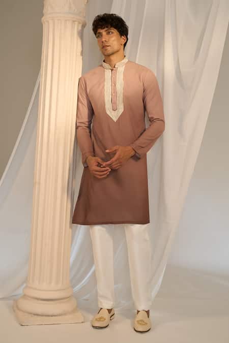 Buy_Soniya G X AZA_Pink Tussar, Chanderi , Embroidery, Chikankari Jacket Kurta Set _Online_at_Aza_Fashions