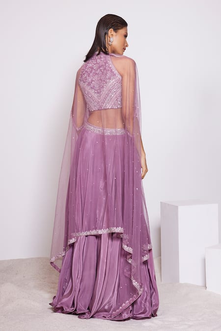 Panihari Embroidered Halter Neck Top & Skirt Set 