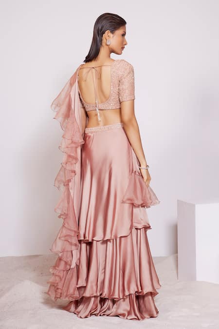 Panihari Pre-Draped Ruffle Skirt Saree Set 