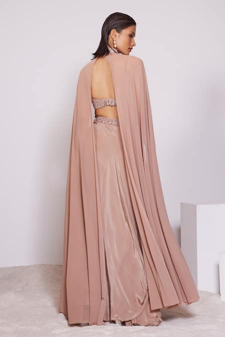 Panihari Draped Skirt & Embroidered Blouse Set 