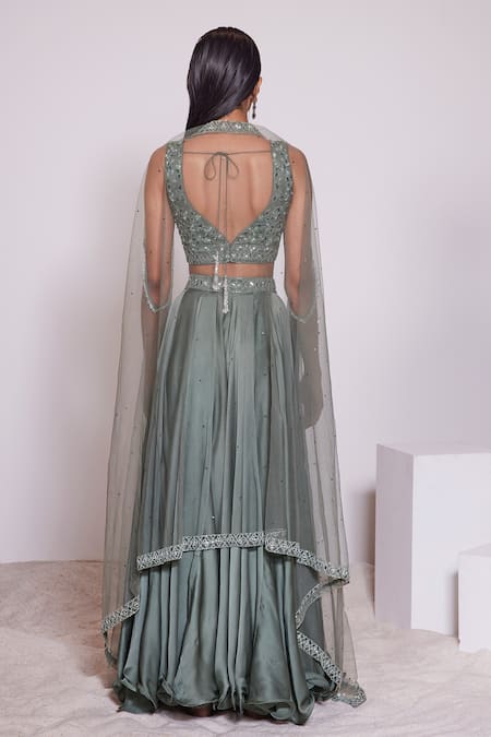 Panihari Sequin Embroidered Skirt & Blouse Set 