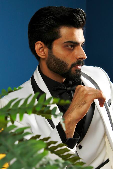 Buy The House Of Diwans White Cotton, Satin, Polyester Placed Piping Patterned Tuxedo Trouser Set Online at Aza Fashions Buy_The House Of Diwans_White Cotton, Satin, Polyester Placed Piping Patterned Tuxedo Trouser Set _Online_at_Aza_Fashions