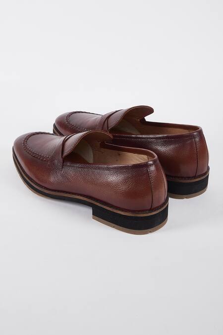 Hats Off Accessories Brown Solid Slip-on Loafers Online at Aza Fashions Hats Off Accessories_Brown Solid Slip-on Loafers_Online_at_Aza_Fashions