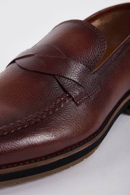 Shop Hats Off Accessories Brown Solid Slip-on Loafers Online at Aza Fashions Shop_Hats Off Accessories_Brown Solid Slip-on Loafers_Online_at_Aza_Fashions