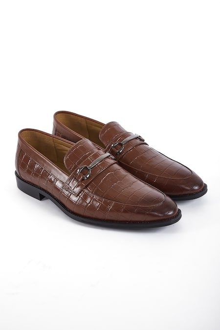 HATS OFF ACCESSORIES Brown Solid Leather Slip-on Loafers 