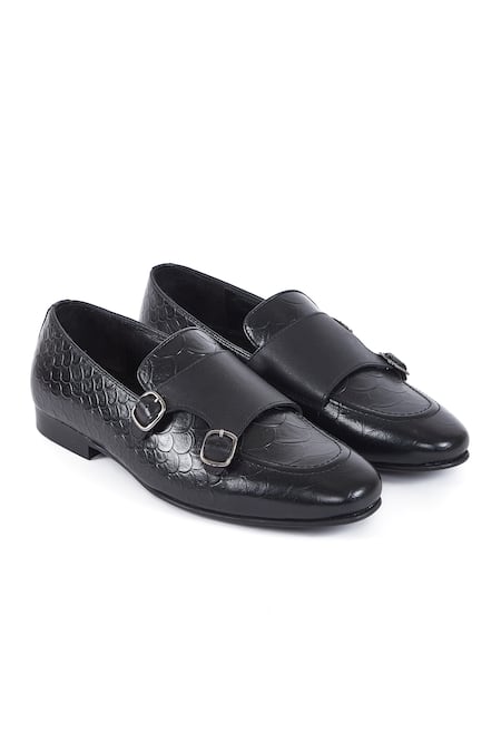 Hats Off Accessories Solid Leather Slip-On Strapped Monks 