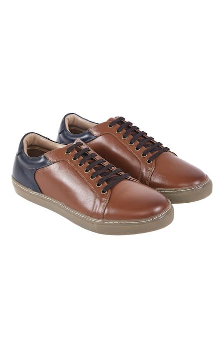 HATS OFF ACCESSORIES Brown Solid Leather Lace-up Sneakers 