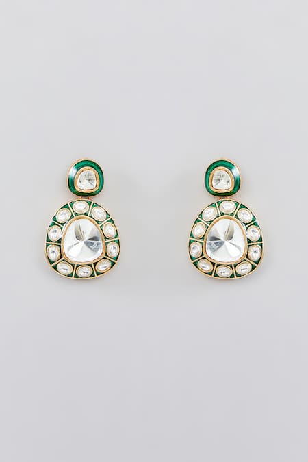 Zevar By Geeta_Gold Plated Stones Floweret Kundan And Polki Embellished Jewellery Set _Online_at_Aza_Fashions