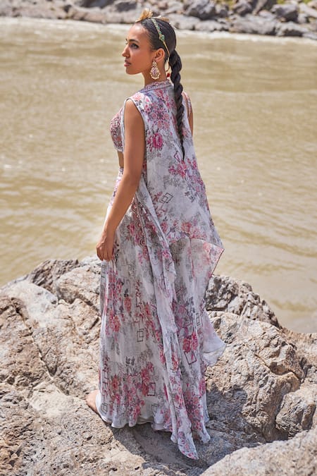 Ridhima Bhasin Floral Print Cape & Palazzo Set 