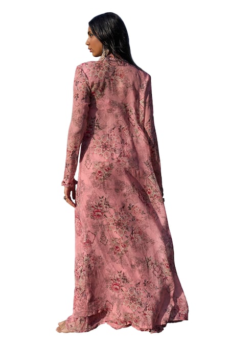 Ridhima Bhasin Pink Organza, Chiffon Embroidery Scoop Irina Floral Print Jacket Sharara Set at Aza Fashions Ridhima Bhasin_Pink Organza, Chiffon Embroidery Scoop Irina Floral Print Jacket Sharara Set _at_Aza_Fashions