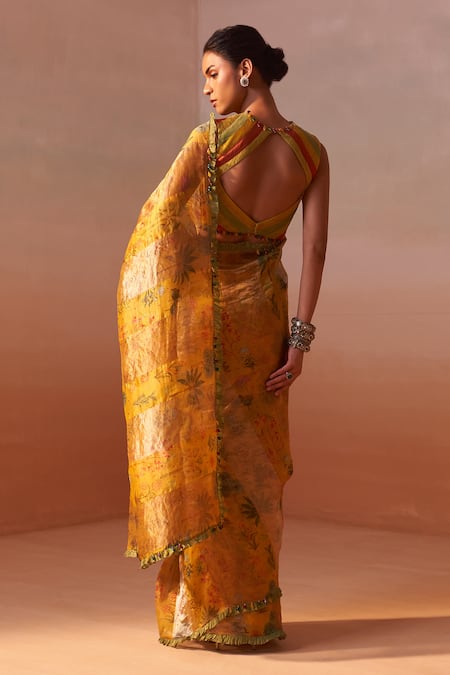 Nitika Gujral Organza Tissue Embroidered Saree Set 