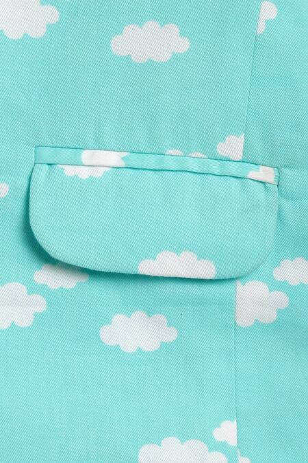 Shop_Tiber Taber_Blue Cotton Brooches Cloud Print Blazer With_Online_at_Aza_Fashions