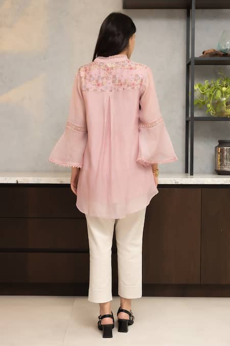 OMI Pero Floral Print Shoulder Yoke Tunic 