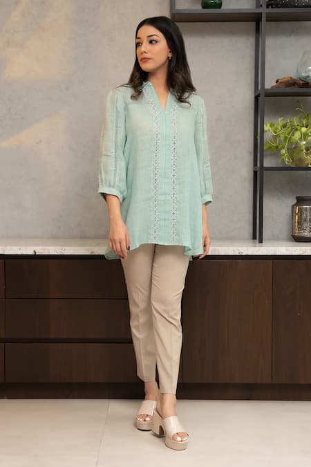 OMI Riso Blossom Lace Embellished Tunic 