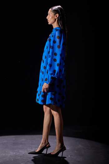 sachin and babi light blue dress Halter-Neck Star Print Mini Chiffon Dress