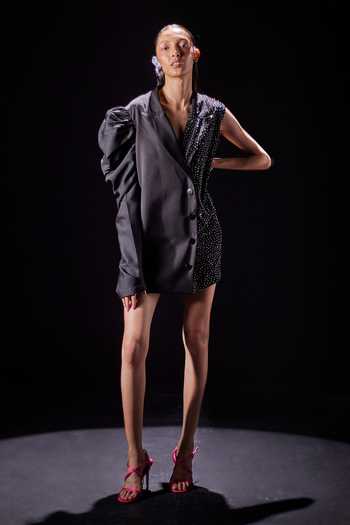 black one shoulder blazer dress Express One Shoulder Blazer Dress XS (0-2)