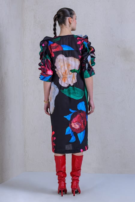 The Dramebaaz CO La Vie En Rose Pattern Ruffle Dress 