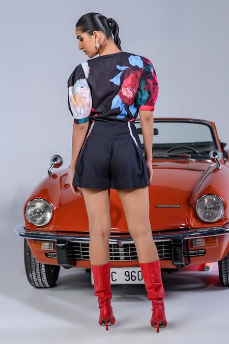 The Dramebaaz CO La Vie En Rose Pattern Shirt & Shorts Set 