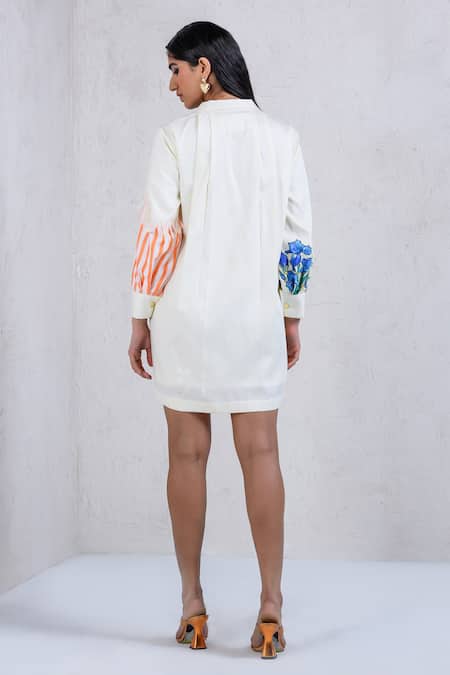 The Dramebaaz CO Floral Rhapsody Embroidered Shirt Dress 