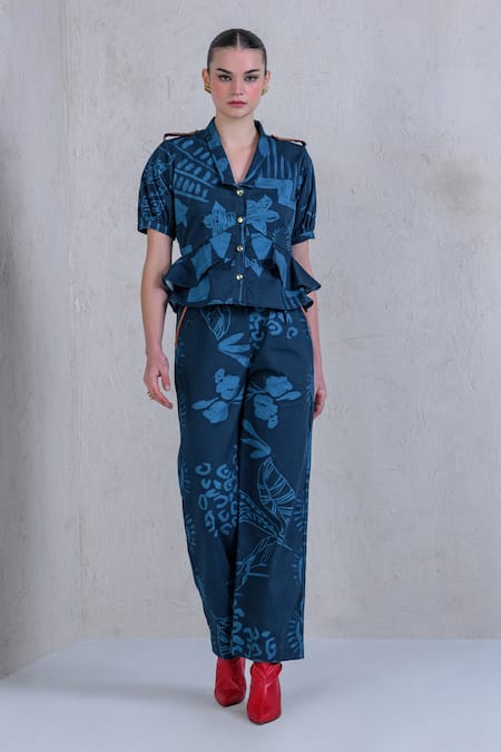 The Dramebaaz Co Neptunes Folia Printed Shirt & Pant Set 