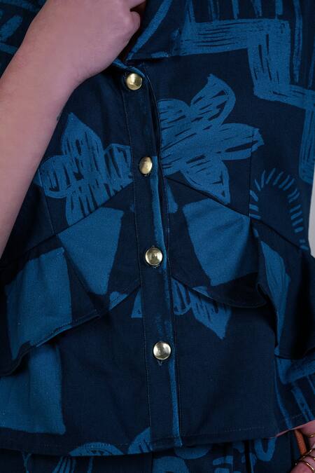 Buy The Dramebaaz CO Blue Cotton Denim Twill Printed Mega Montera Neptunes Folia Shirt And Pant Set Online at Aza Fashions Buy_The Dramebaaz CO_Blue Cotton Denim Twill Printed Mega Montera Neptunes Folia Shirt And Pant Set _Online_at_Aza_Fashions