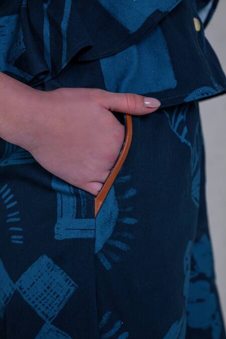 The Dramebaaz CO Blue Cotton Denim Twill Printed Mega Montera Neptunes Folia Shirt And Pant Set at Aza Fashions The Dramebaaz CO_Blue Cotton Denim Twill Printed Mega Montera Neptunes Folia Shirt And Pant Set _at_Aza_Fashions