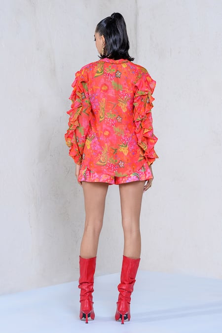 The Dramebaaz CO Foxglove Floral Print Shirt Shorts Set 