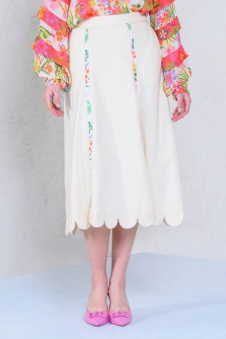 Shop The Dramebaaz CO White Organza Print Floral Front Tie Botanic Magic Shirt With Skirt Online at Aza Fashions Shop_The Dramebaaz CO_White Organza Print Floral Front Tie Botanic Magic Shirt With Skirt _Online_at_Aza_Fashions