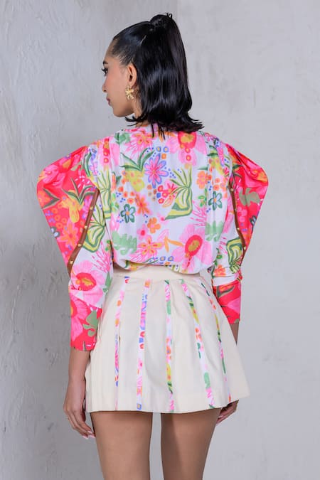The Dramebaaz CO Pixie Petal Mix Print Top With Panelled Skirt 