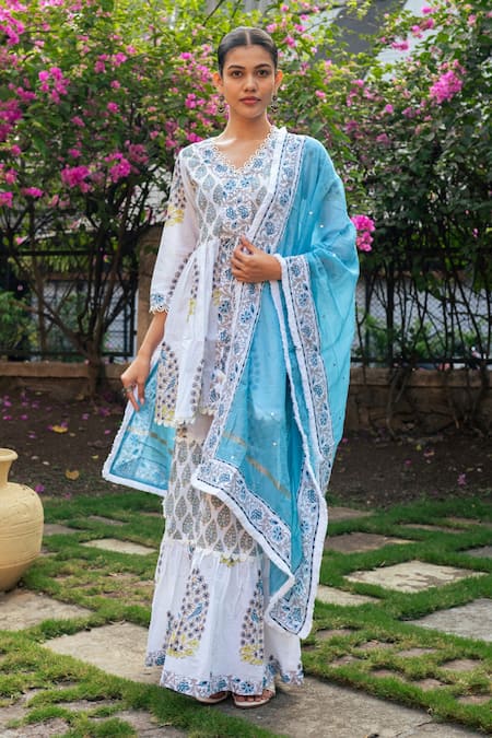 Maison Shefali Gathered Kurta Sharara Set 