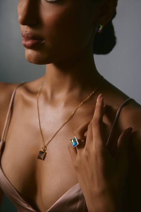 Buy Voyce Jewellery Multi Color Stones Sirius Embellished Ring Online at Aza Fashions Buy_Voyce Jewellery_Multi Color Stones Sirius Embellished Ring _Online_at_Aza_Fashions