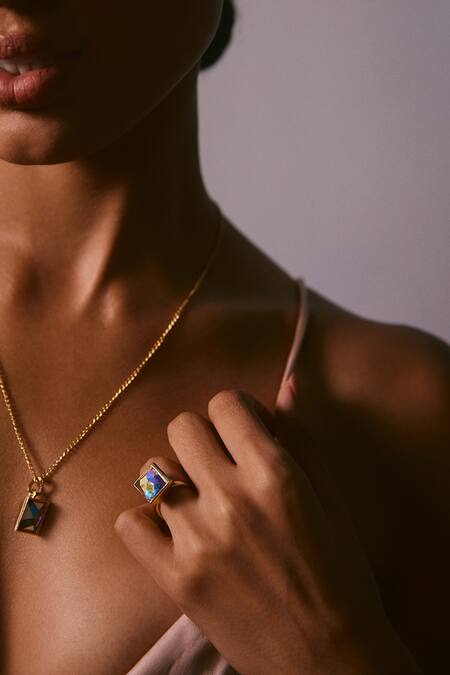 Voyce Jewellery Multi Color Stones Sirius Embellished Ring at Aza Fashions Voyce Jewellery_Multi Color Stones Sirius Embellished Ring _at_Aza_Fashions