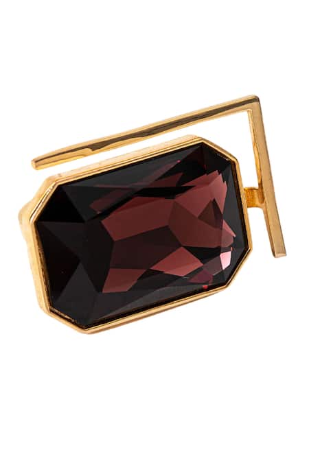 Voyce Jewellery_Maroon Stones Radiance Crystal Embellished Ring _Online_at_Aza_Fashions