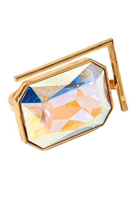 Buy_Voyce Jewellery_White Stones Radiance Swarovski Embellished Ring _Online_at_Aza_Fashions