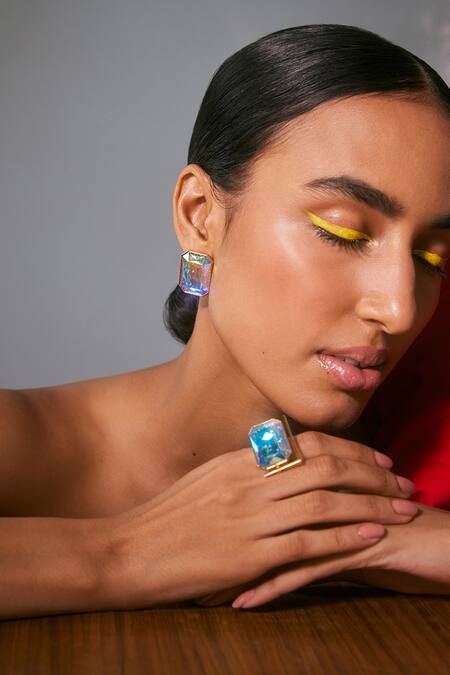 Shop_Voyce Jewellery_White Stones Radiance Swarovski Embellished Ring _Online_at_Aza_Fashions