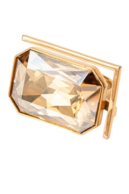 Voyce Jewellery_Gold Plated Stones Radiance Swarovski Work Ring _Online_at_Aza_Fashions